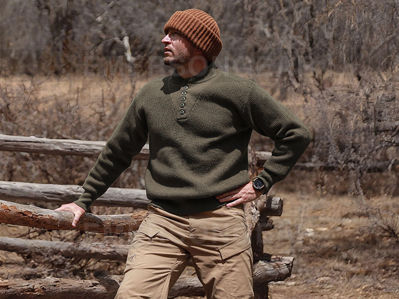 Emersongear Warmer Arbeitspullover mit Stehkragen im Retro-Stil „Snow Fox“